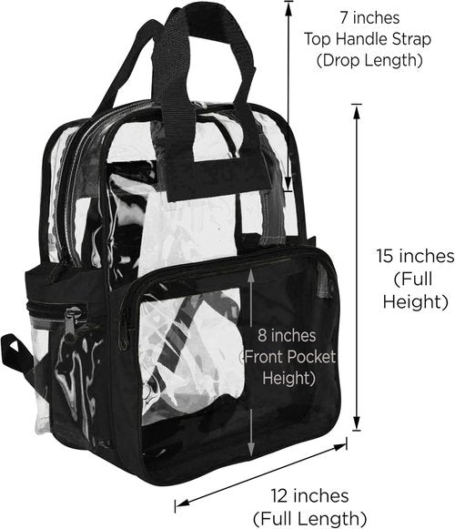 DALIX Clear Backpack with Smooth Plastic Completely Transparent