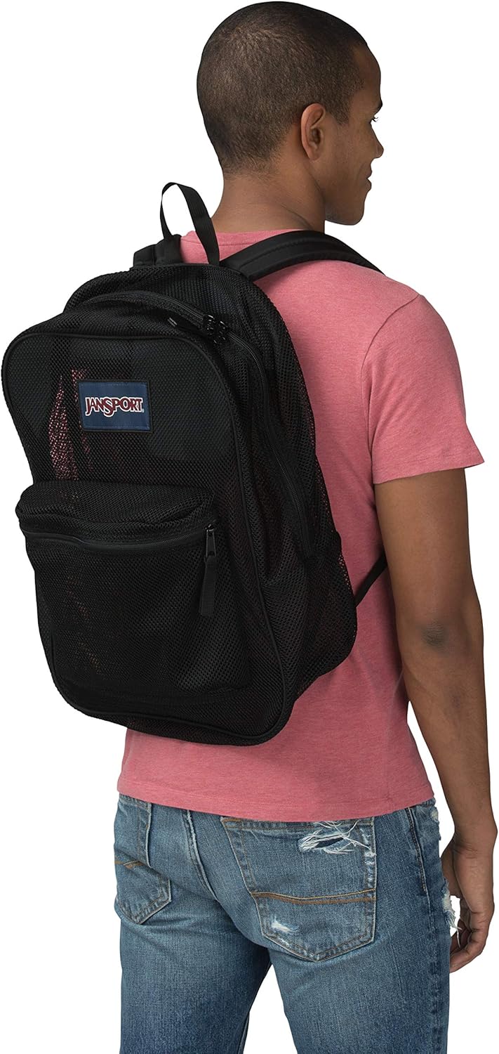 JanSport Mesh Pack - See Through Backpack Ideal for Class, Work, Travel, or Beach Outings, Black