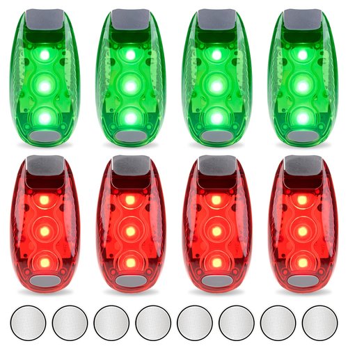 Bike Light, 8 Pack LED Safety Light, High Visibility Strobe Running Lights Used for Bicycle, Kayak,Backpack,Walking,Clip-On Running Lights Clip to Clothes Strap to Wrist, Extra 8 CR2032 Batteries