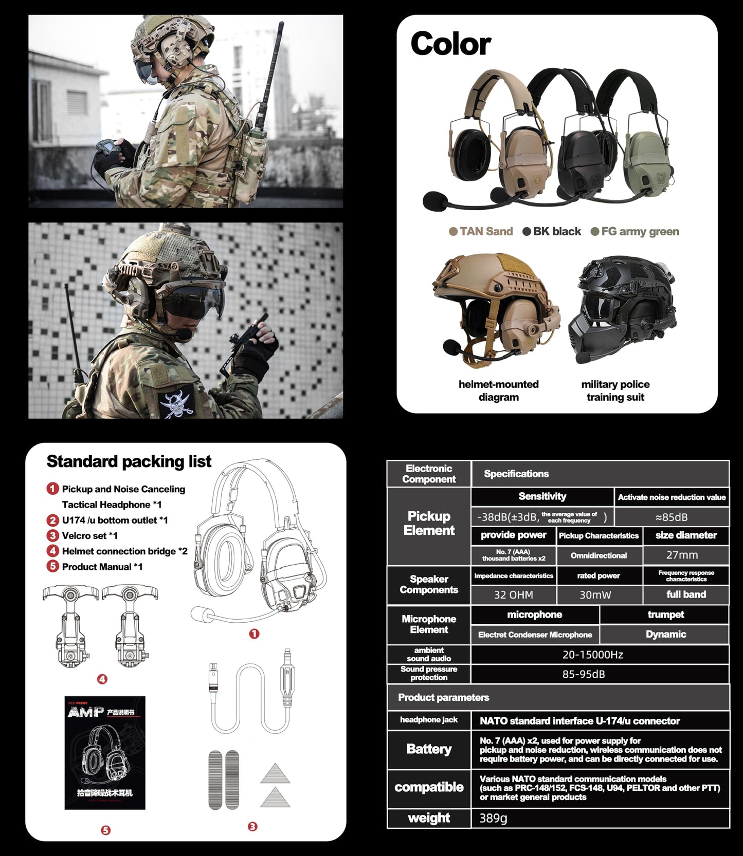 FMATAL GEAR 2025 AMP NRR 26 dB Digital Version Tactical Headset |Tactical Hearing Protectors | Pickup Noise Reduction Communication Shooting Hearing Protection Earmuffs (DE)