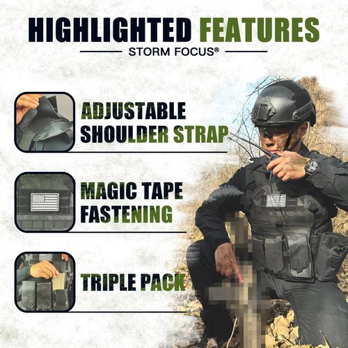 STORM FOCUS Tactical Vest for Men and Military Vest - Black Airsoft Tactical Vest Plate Carrier - Airsoft Plate Carrier Adjustable Modular Paintball Vest-Fit Adult Outdoor Cosplay