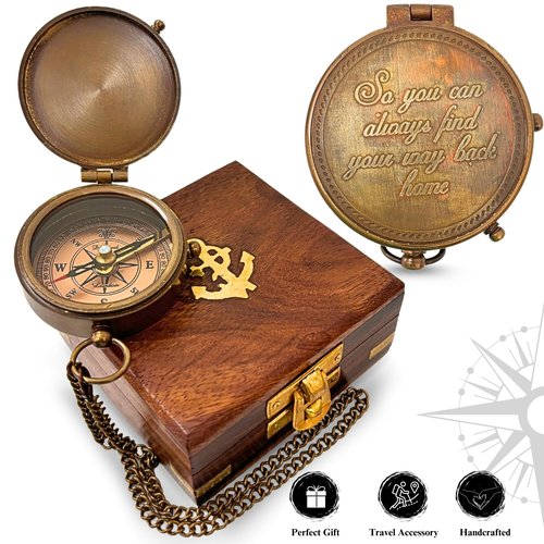 So You Can Always Find Your Way Back Home”, Camping Compass Engraved with Gift Compass for Birthday, Anniversary, Graduation Day, Husband -Inspirational Graduation Gifts for Him or Her, Son