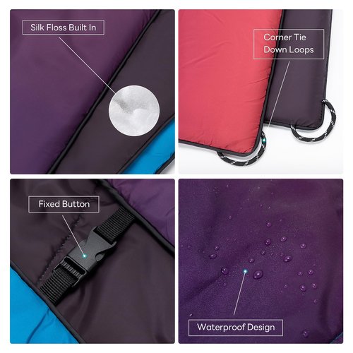B2Jiu Down Camping Blanket Packable, Lightweight Puffy Blanket with Ground Sheet Waterproof Windproof Warm Outdoor Travel Quilt for Hammock, Hiking, Backpacking, Sleeping, Picnic, Beach