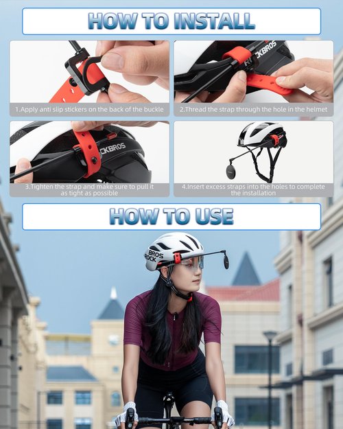 ROCKBROS Bike Helmet Mirror 5.5cm HD Mirror, Flexible Frame, Detachable Design, MTB Helmet Mirror for Bicycle Cycling Helmet, Bike Accessoires