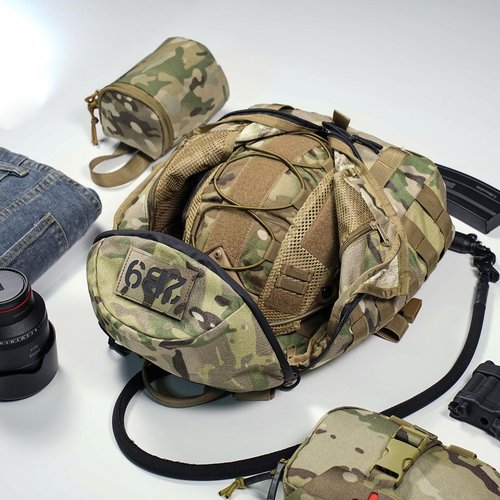 lonloke Tatical Helmet Backpack,Warrior Assault Systems Large Helmet Bag Cargo Molle Head Protection Kit Pack (MC)