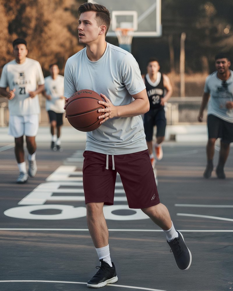 NY Threads Men's Athletic Shorts Quick Dry Loose-Fit Lightweight Running Workout Gym Shorts with Pockets, XX-Large, Burgundy