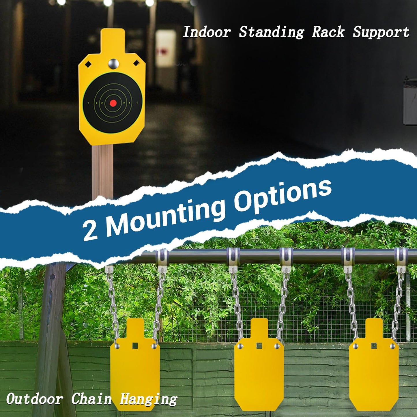 GADFISH 7" x 12" AR500 Steel Targets for Shooting with T Post Target Hanger, 1/2 Inch Thick Steel Target, 2 Mounting Options, Neon Yellow Color