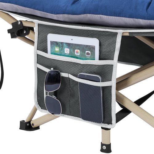 Yaheetech Folding Camping Cot Portable Outdoor Bed for Adults w/Mat & Storage Bag & Carry Bag, Heavy Duty Cots for Outdoor Travel & Office/Home Nap Gray Cot/Blue Pad