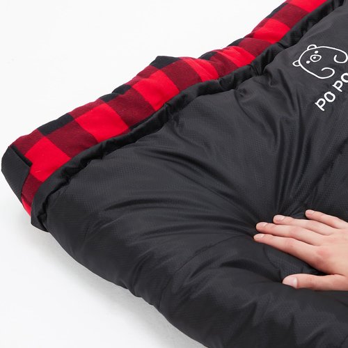 PO PO BEAR Zero Degree Sleeping Bag for Adults 100% Cotton Flannel Tall and Big (Black, 84" x 40" Left Zip)