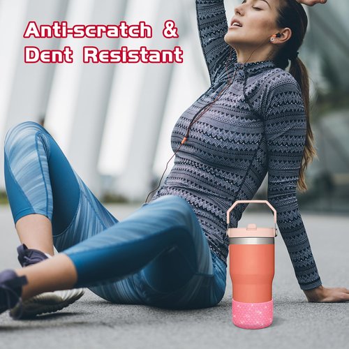 WUQID Protective Bling Heart Texture Silicone Boot Sleeve Compatible with Stanle Tumbler 40oz 30oz 20oz & 12-24oz Hydroo Sport Flask Bottles, Anti-Slip Bottle Bottom Sleeve Cover for 2.8-2.95in Bottom