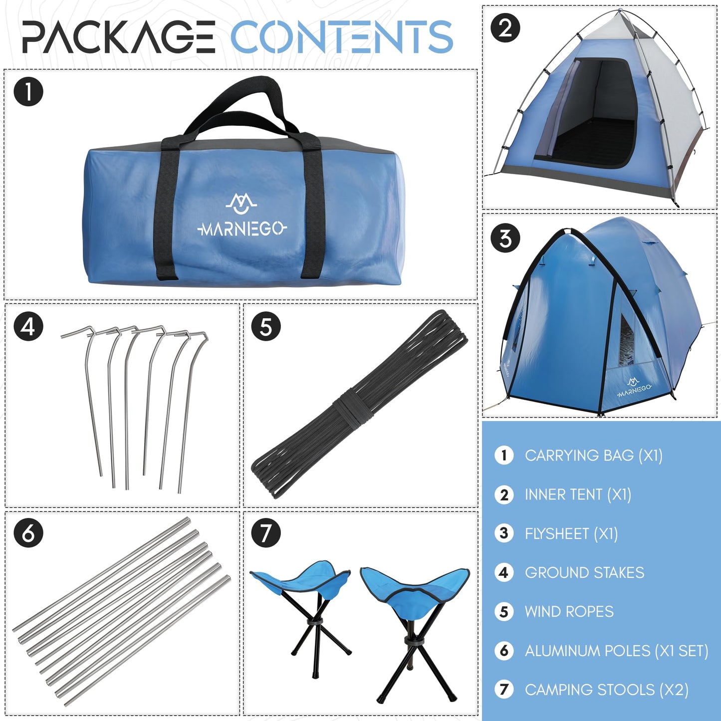 Pop Up Tents for Camping & Hiking - 2 Person & 1 Person Ultralight Tents