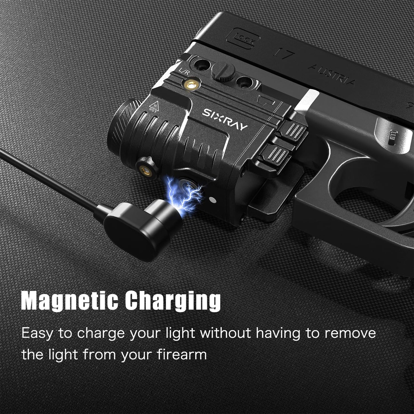 SIXRAY Rechargeable Red Laser and Flashlight for Pistol, 600 Lumen Tactical Pistol Light Laser Combo with Red Beam, Strobe, Magnetic Charging, Fit Picatinny