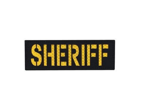 Reflective Laser Cut Sheriff Tactical Patch Police Patch (Black-Yellow, 6x2 Inch)