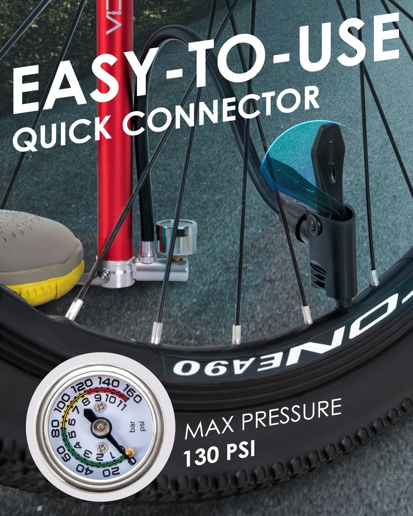 ACACIA Bike Floor Pump with Gauge Fits Presta and Schrader Valve