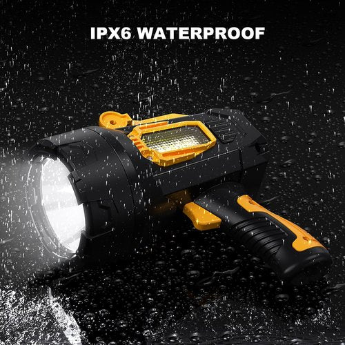 LBE Rechargeable Spotlight, Super Bright 90,000 Lumens Led Flashlight Handheld Spot Lights Outdoor with Cob Light, 10000ɱAh Long Lasting Large Spotlight for Hunting Boating Camping