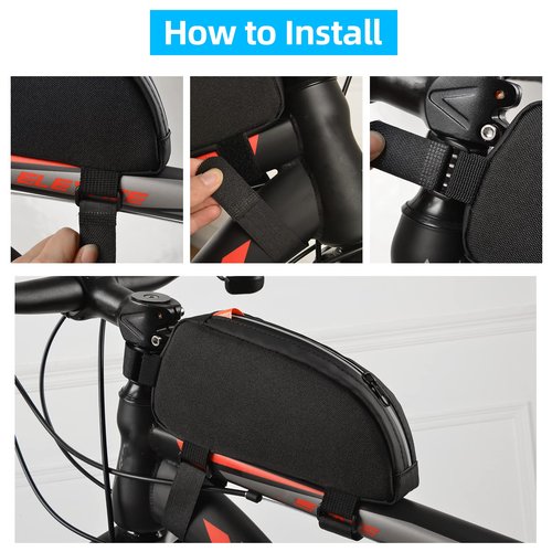 VENFOREST Bike Top Tube Bag Waterproof Bicycle Front Frame Bag Top Tube Bike Pouch for Road Mountain Bicycle Outdoor Cycling Travel Hiking