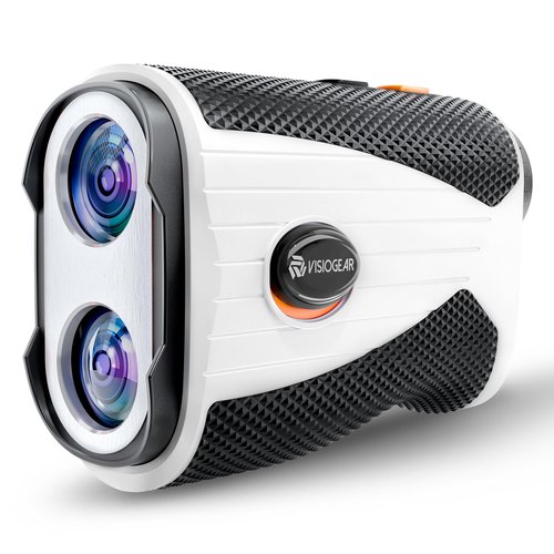 VISIOGEAR Golf Rangefinder with Slope, 1200 Yards Laser Range Finder for Golfer, 7X Magnification Range Finder Rechargeable Golf Accessories for Men, Flag Pole Locking Vibration, White & Black