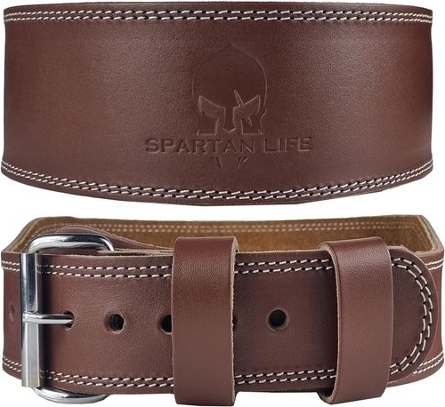 Victorbudo USA Spartan Weight Lifting Belt (5mm Thick) - Genuine Leather Lifting Belt Gym for Men & Women - Functional Workout Belt - Gym Belt for Weightlifting, Powerlifting, Squat & Deadlift - Adjustable Weightlifting Belt (Brown, Medium (47" Length))