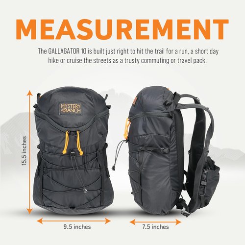 Mystery Ranch Gallagator 10 Backpack – Weather Resistant Travel Bag with Sternum Strap – Black, 10L, L/XL