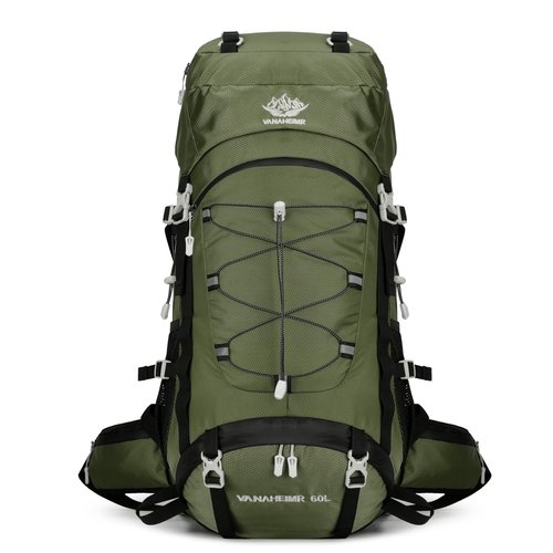YFREAL 60L Travel Hiking Camping Backpack with Rain Cover, Backpack Water Resistant,Climbing Backpack for Men Women