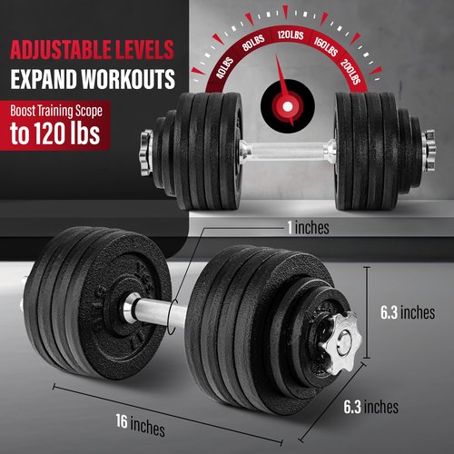 Yes4All 105lbs Pair Adjustable Dumbbell Set with Weight Plates, Star Lock Collars/Connector, 40lbs to 200lbs Adjustable Weight Plates Set
