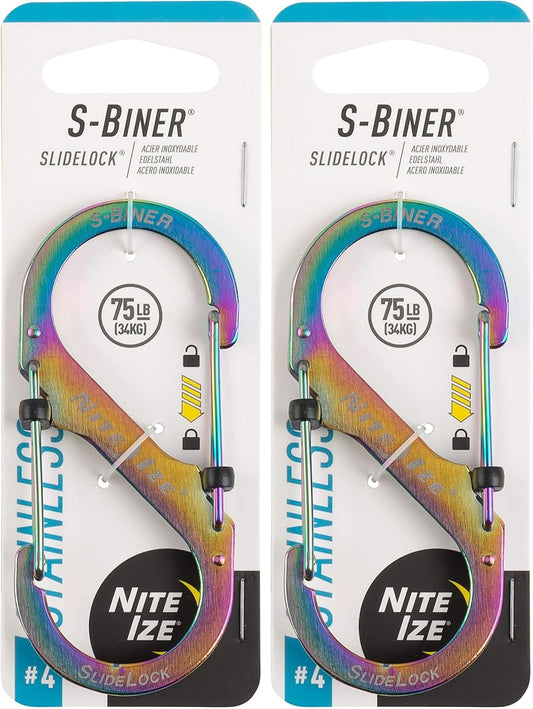 Nite Ize Size-3 S-Biner SlideLock Dual Carabiner, Locking Gates, Stainless Steel