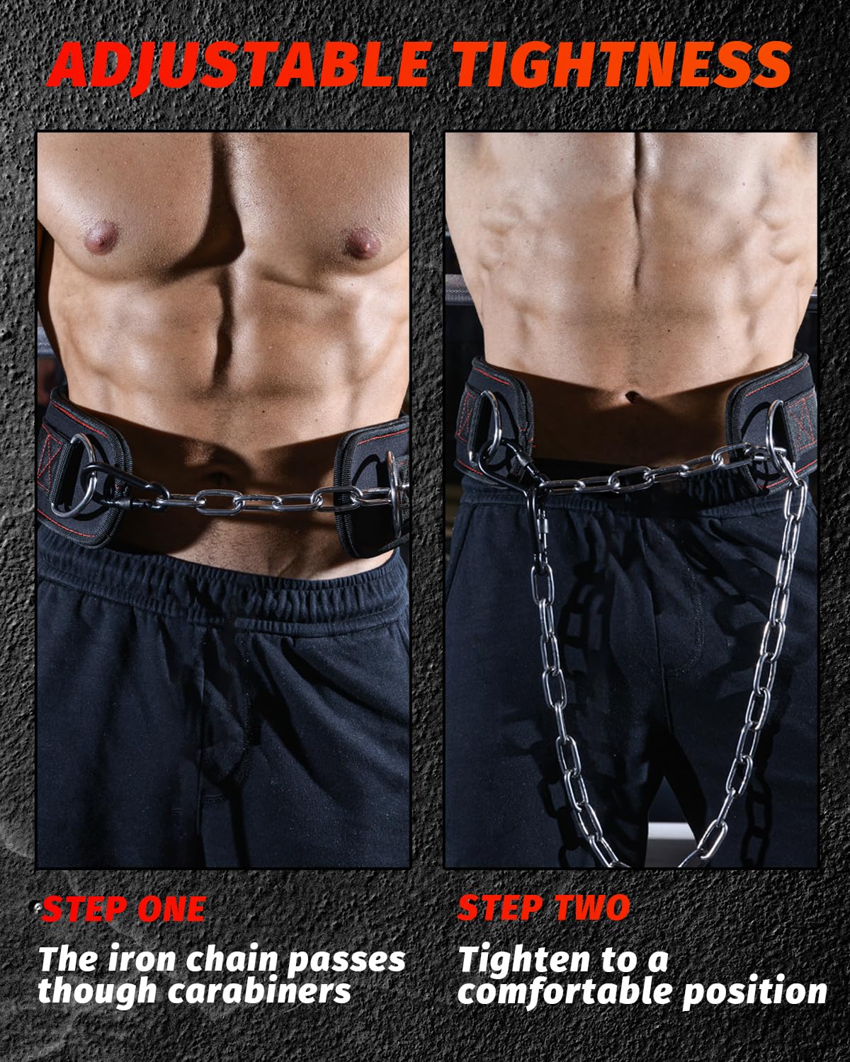 MAXRANK Dip belt With 37-40" Chain, 550lbs - 650lbs Weight Capacity, Weightlifting Belt for Dips and Pullups