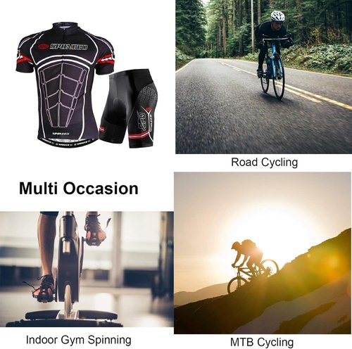 Men's Sponeed Cycling Outfit Set - Road Bike Jersey & Biker Shorts for Triathlon