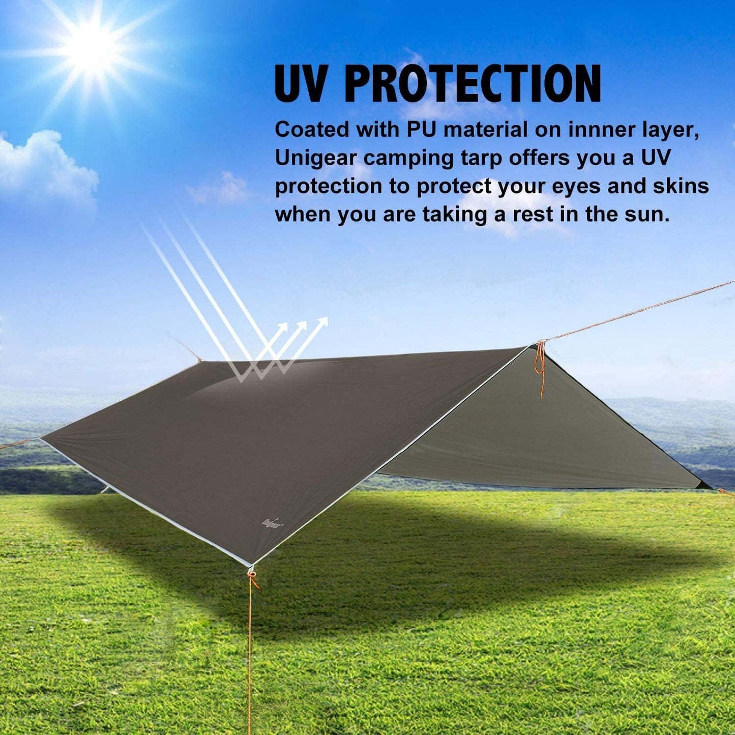 Unigear Hammock Rain Fly, 16.4/14.4/13/10ft Camping Tarp, UV Protection & Waterproof & Lightweight for Camping, Backpacking and Outdoor Adventure (Brown,10 * 10ft)