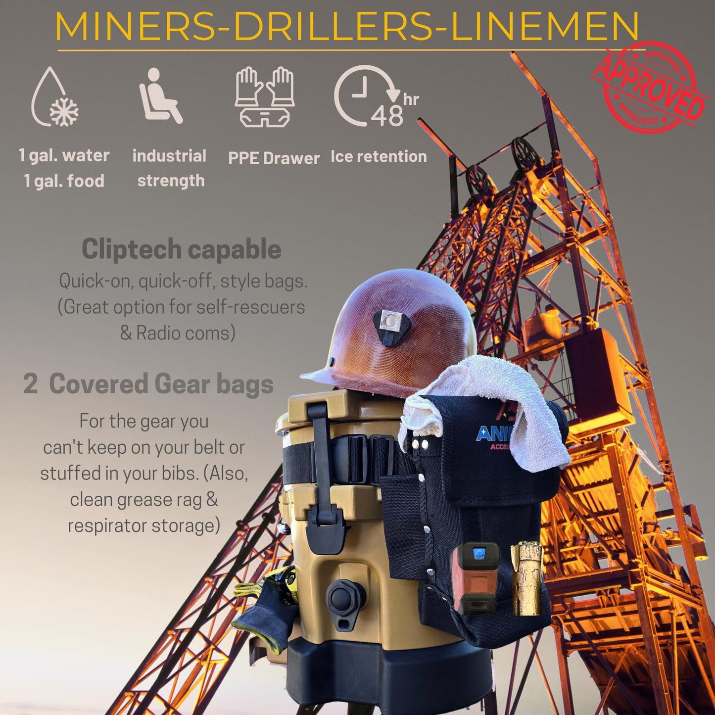 Animus Cooler- Work, Fishing, Hunting & Recreation-Durable Bucket Coolers with Organization. Food-Water-Gear Storage