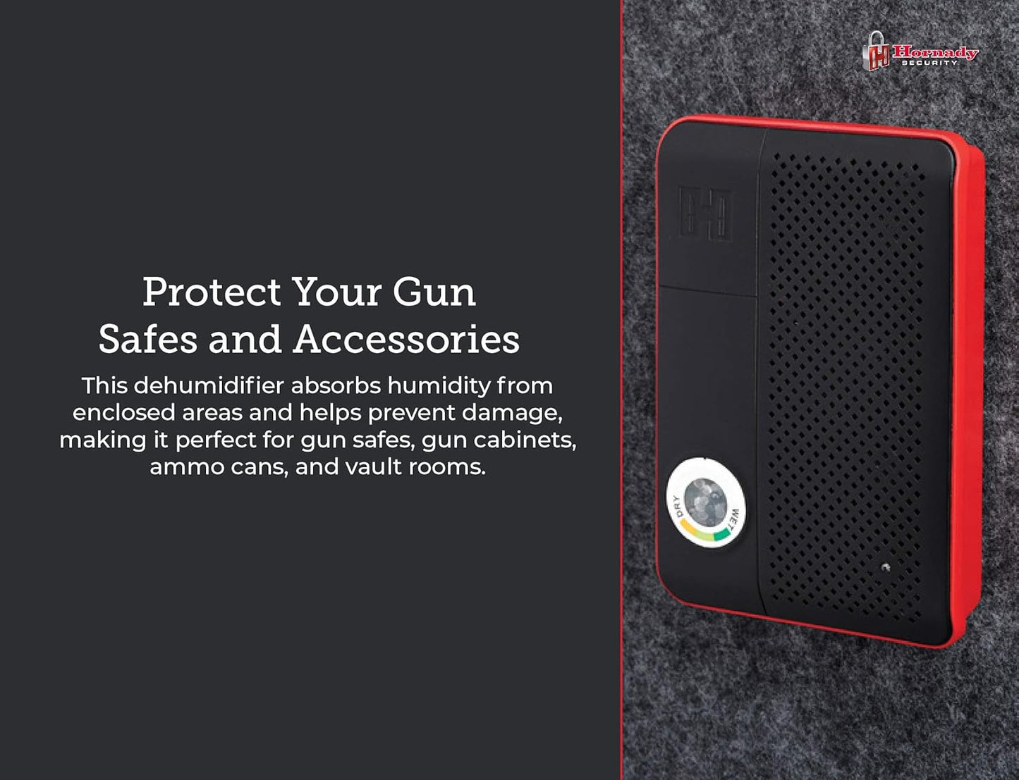 Hornady Rechargeable Dehumidifier 95900 - Portable Moisture Absorbers with Silica Gel to Prevent Moisture Damage for Gun Safe Accessories, Firearms, & More in Gun Safes & Cabinets, Closets, & Pantries