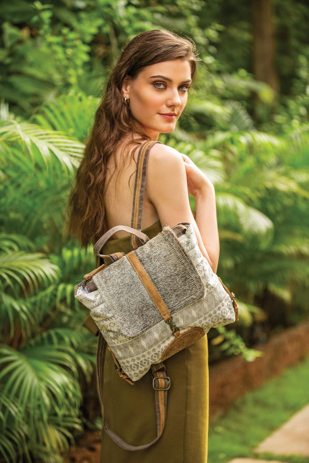 Myra Bag Virtuoso Upcycled Canvas & Cowhide Leather Backpack S-1277