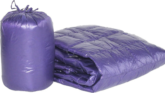 PUFF 50" x 70" High Loft Down Indoor/Outdoor Water Resistant Throw with Extra Strong Nylon Cover, Purple