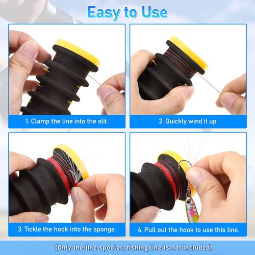 Dreyoo 3 Pcs Fishing Line Storage Organizer, Leader Holder with 12 Slots to Keep Your Lines Tangle Free, Spooler Winder, and Hook Keeper with Rigging Spools(Black)