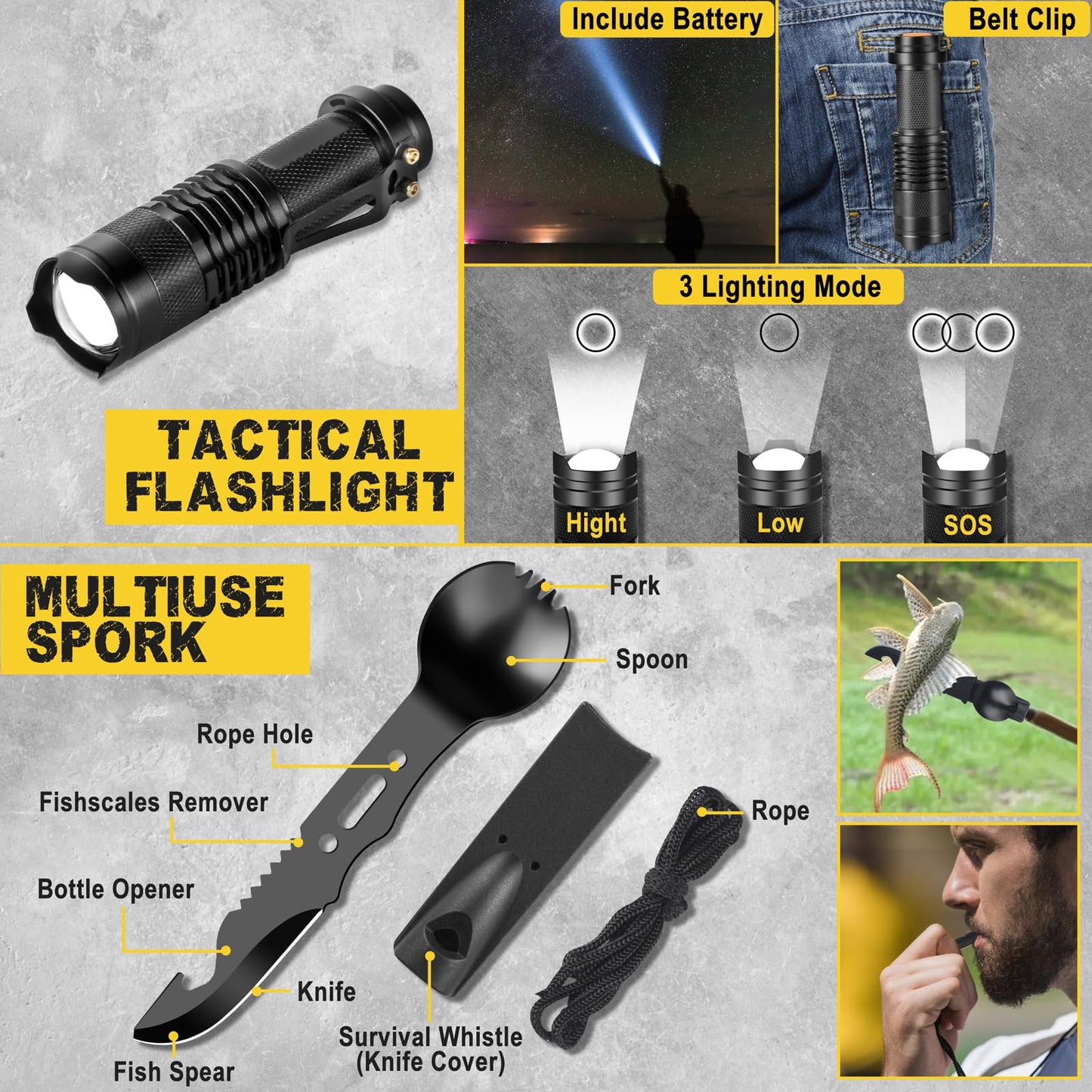 28-in-1-Survival Kits, Gifts for Men Dad Husband Him - Survival Gear and Equipment, Stocking Stuffers for Man Christmas Birthday Gifts, Unique Cool Gadgets for Camping, Hiking, Hunting, Fishing