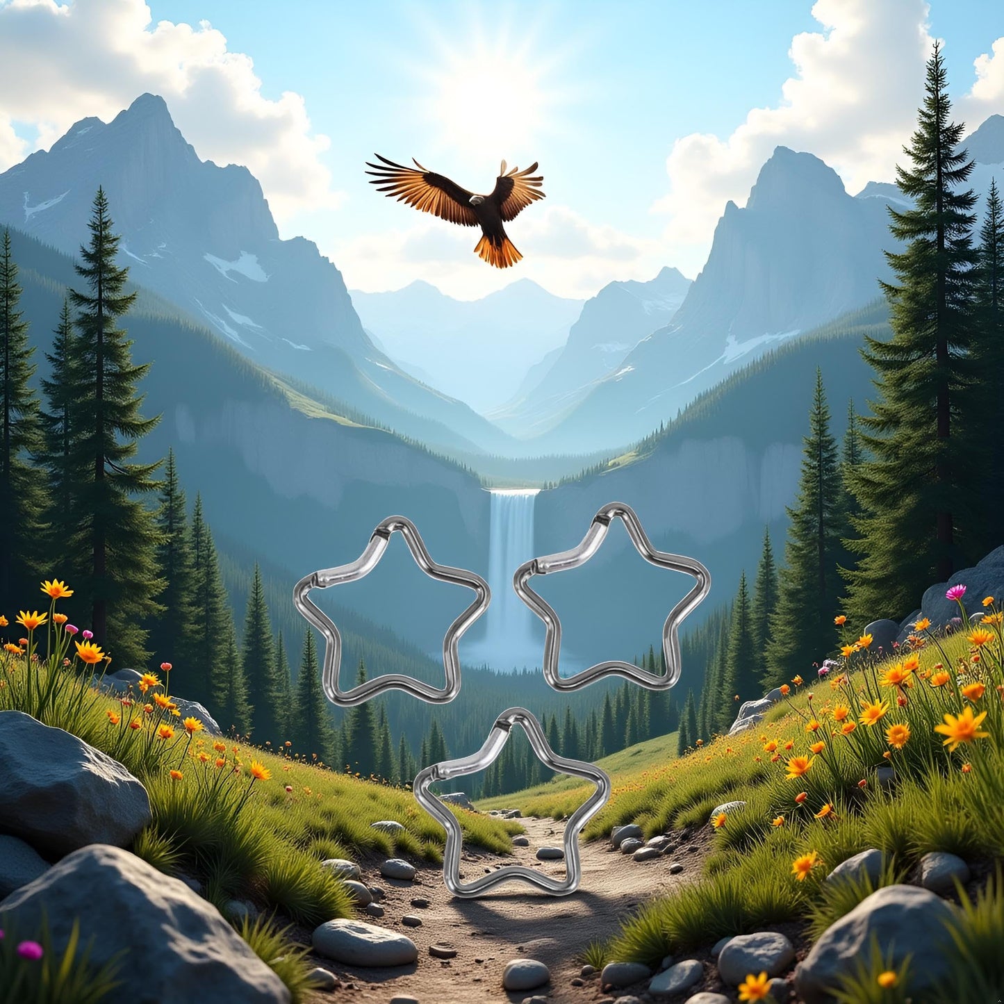 3Pcs Silver Carabiner Clip Star Shaped Climbing Buckle Aluminum Alloy Heavy Duty Keyring Hook for Camping Fishing Hiking Traveling Spring Loaded and Keychain Carabiners Accessories,Outdoor