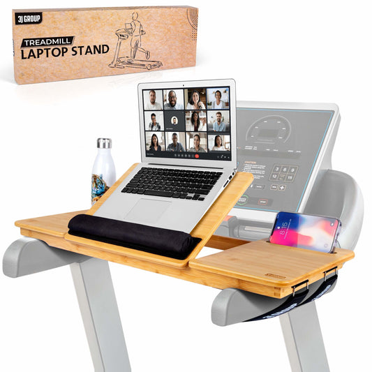 3J Group Treadmill Desk Attachment - Desk for Treadmill with Comfortable Wrist Rest Stable Straps Cup Holder Anti-Slip Pads Walking Desk Treadmill and Phone Slot, Fits Up to 32 Inch