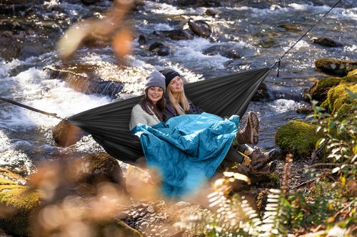 COVACURE Camping Blanket - Outdoor Travel Blanket, Packable, Puffy Blanket, Lightweight & Warm Quilt for Camping, Hiking, Backpacking, Outdoors, Travel, Beach（Blue）