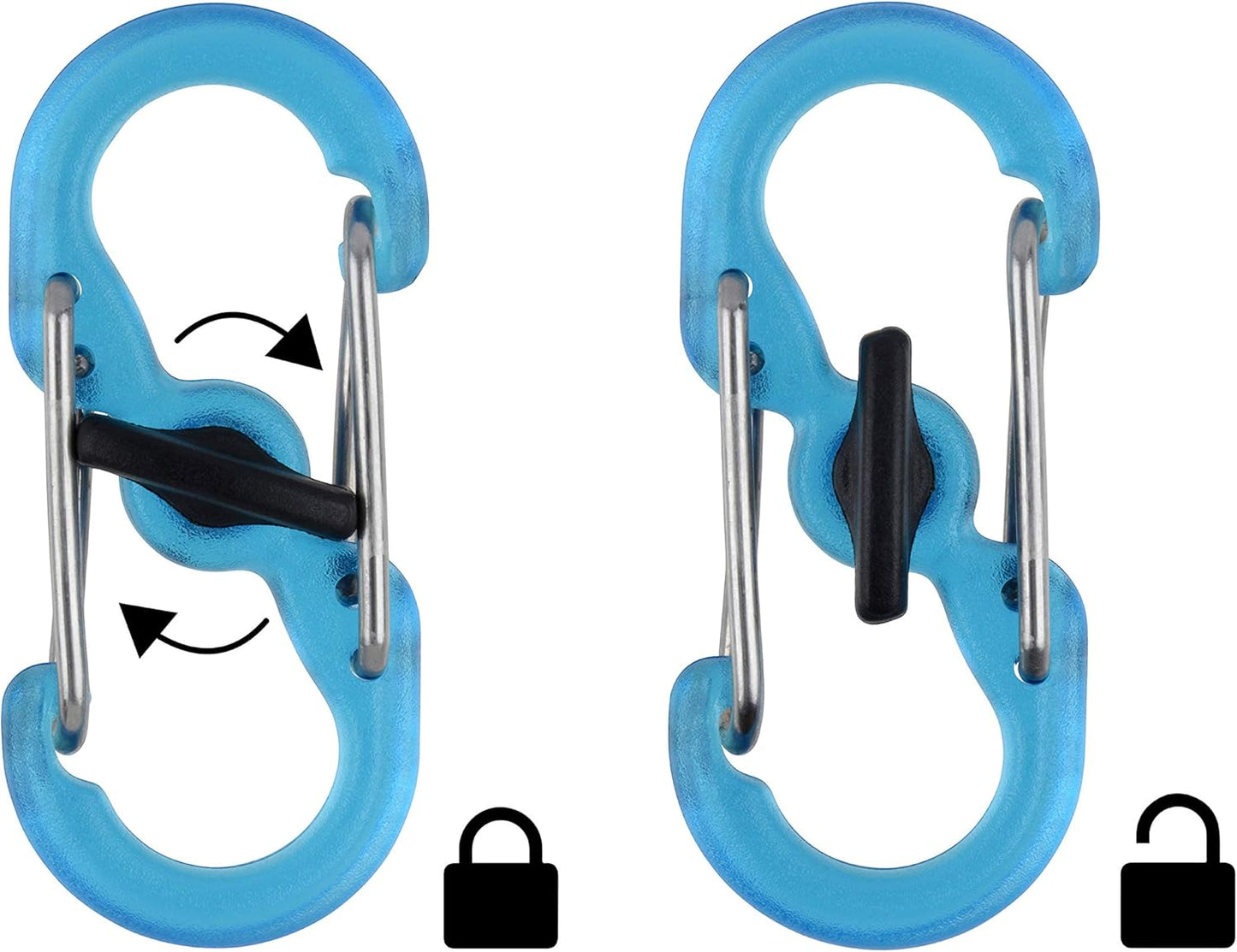 Nite Ize Key Ring Locker, Stainless Steel Keychain Ring with 5 Colorful Locking Plastic S-Biners