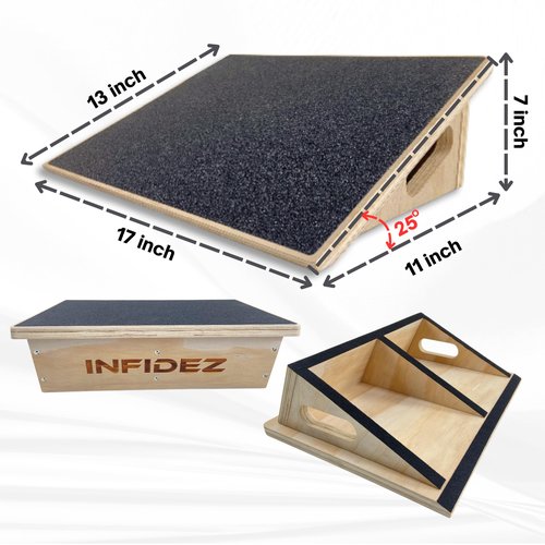 INFIDEZ Premium 25 Degree Slant Board for Knees Over Toes, Slant Board for Squats, Incline Squat Board, Physical Therapy and Rehabilitation, Calf Stretcher for Improves Knee Health