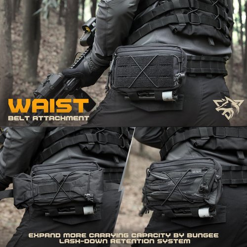 WYNEX Tactical Admin Pouch Molle, Utility EDC Bag, Dual-Purpose Organizer Dangler Drop Pouch (Black)