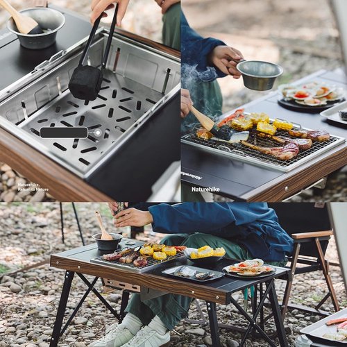 windhike Naturehike Portable Charcoal Grill, Folding Portable BBQ Charcoal Grill Compact Mini Smoker Small BBQ Grill for Garden Backyard Party Picnic Travel Outdoor Cooking Use(Small)