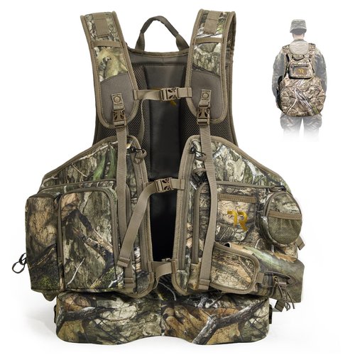 TR Turkey Vest for Hunting with Seat, Turkey Hunting Vest with Game Pouch, for Men Women Camo