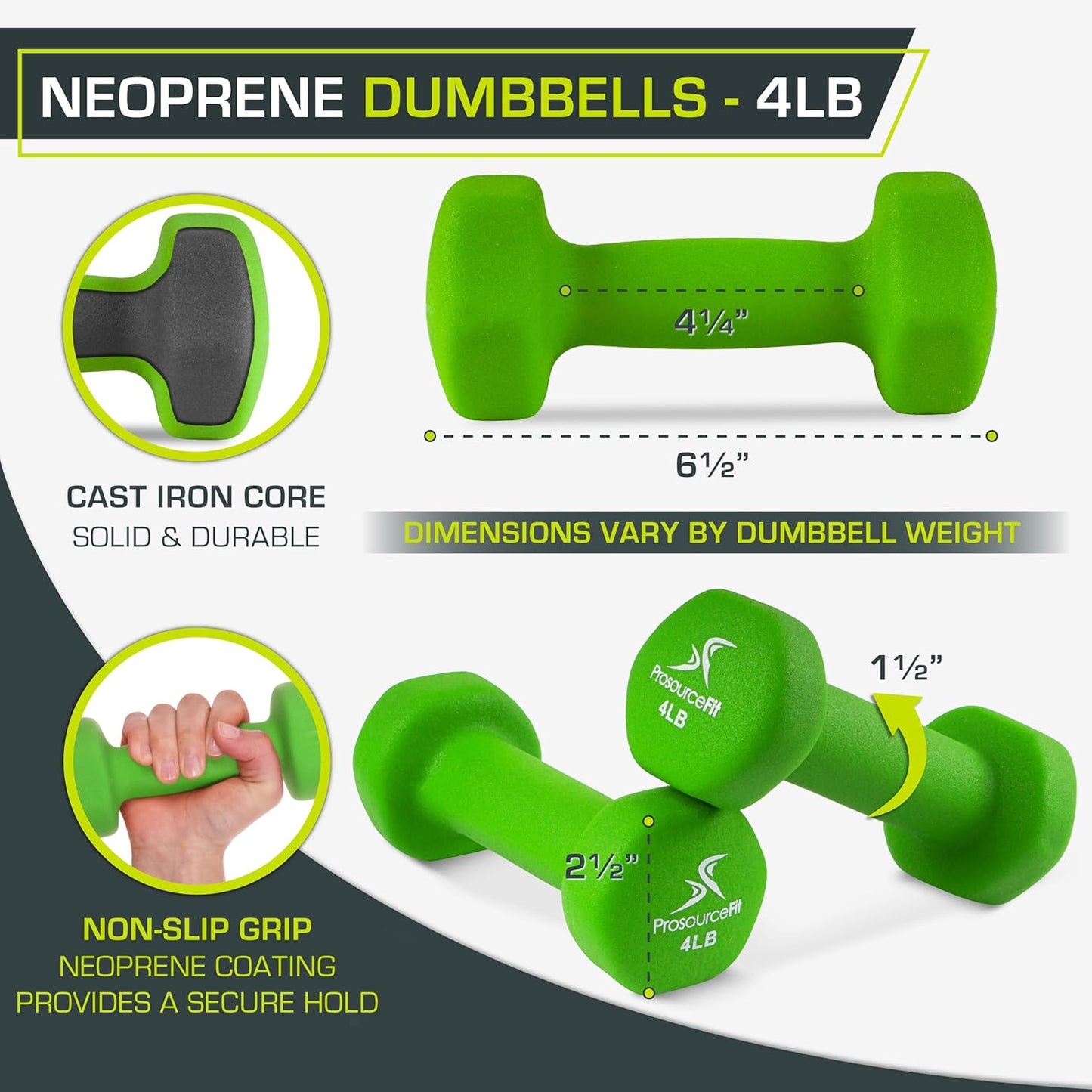 ProsourceFit Neoprene Dumbbell Coated for Non-Slip Grip, 10 lb