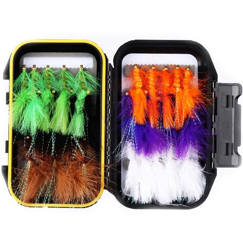 Wooly Bugger Streamer Flies Assortment Kit with Fly Box for Trout Bass Panfish Salmon Steelhead (30Pcs Fishing Flies)