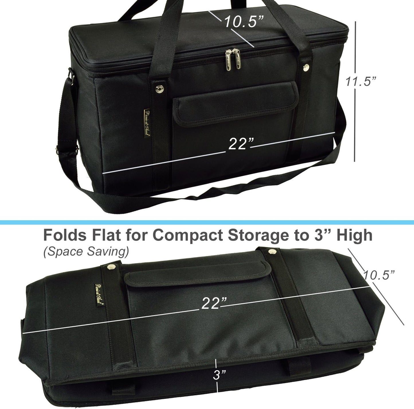 Picnic at Ascot 64 Can Capacity Heavy Duty Collapsible Leakproof Cooler- Designed & Quality Approved in The USA
