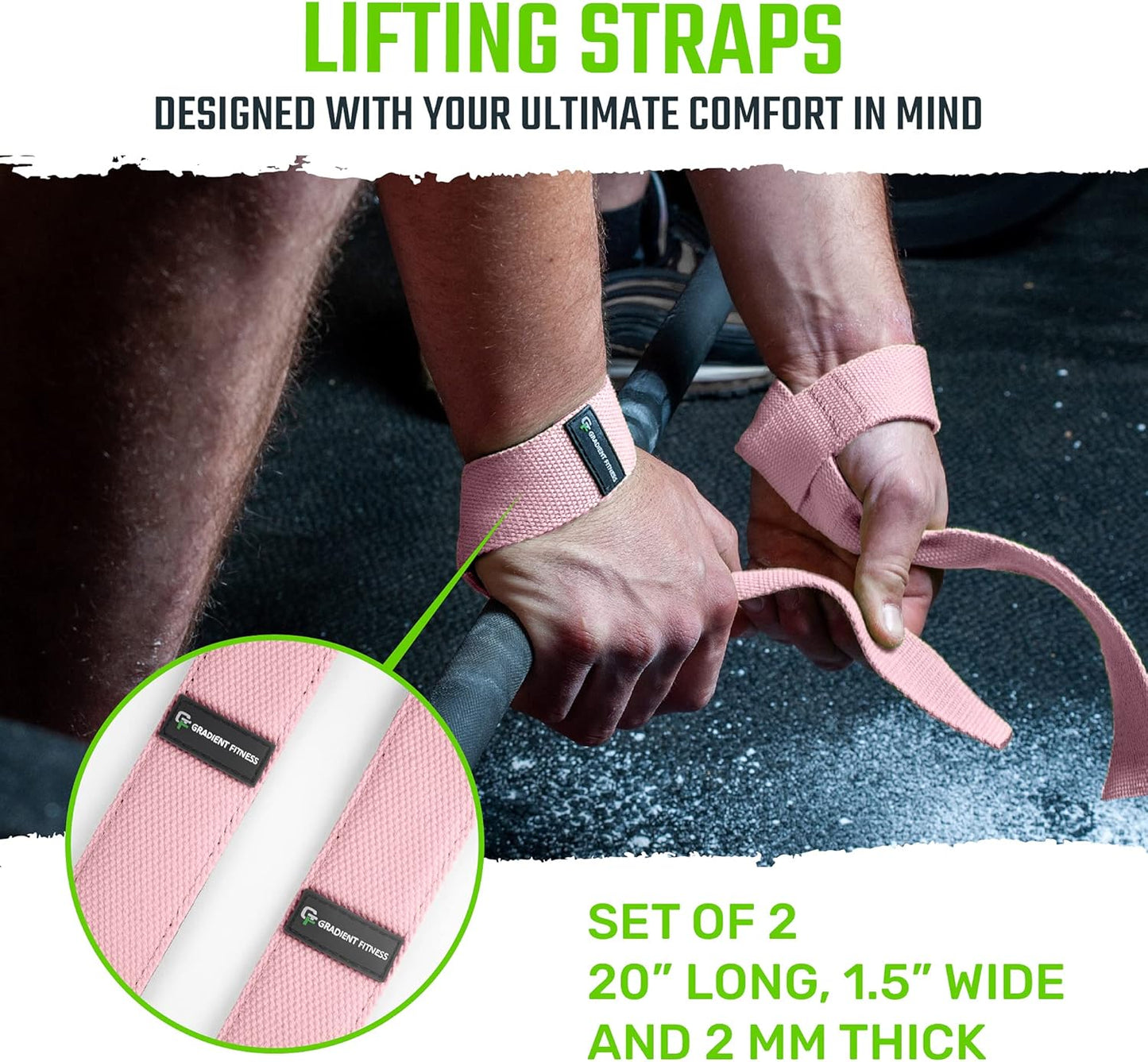Gradient Fitness Lifting Straps | Wrist Straps for Weightlifting, Deadlift Straps, Lifting Straps for Weightlifting, Straps for Weight Lifting, Weight Lifting Straps for Men/Women, Gym Lifting Grips