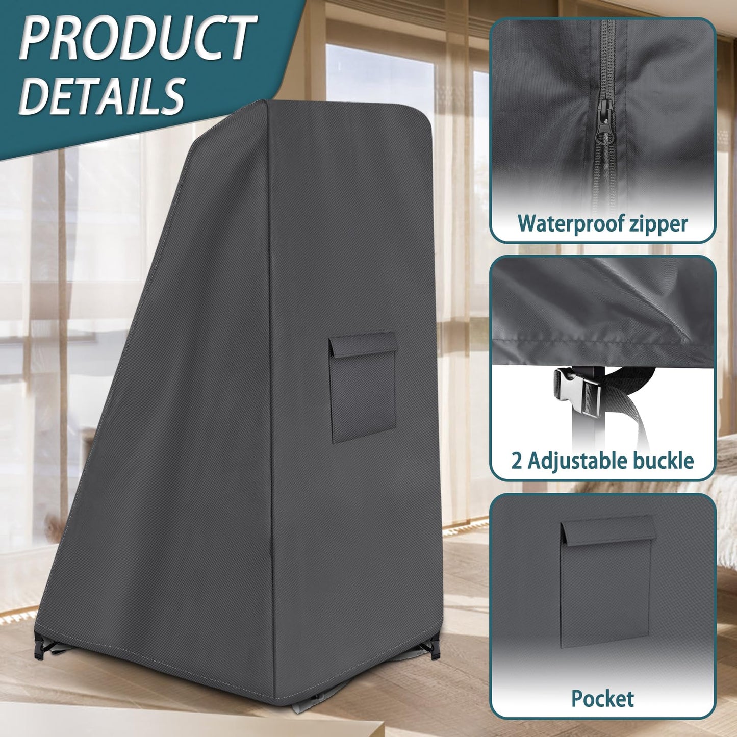 Iceberg Elf Inversion Table Cover - Dustproof And Waterproof Inversion Equipment Protection Covers (47" L X 28.3" W X 63" H, Black) - Keep Your Inversion Table Safe From Dirt And Scratches