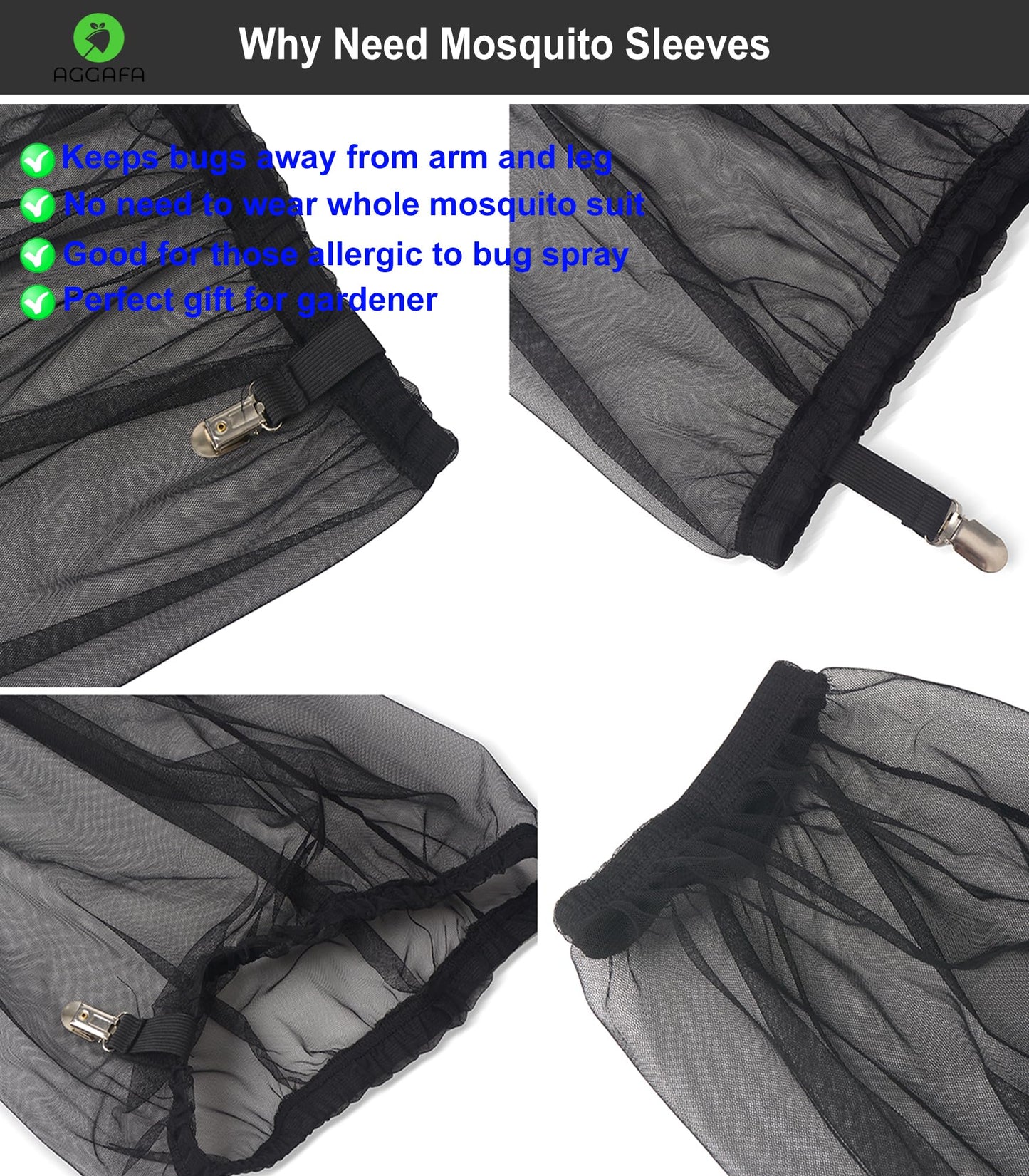 AGGAFA Mosquito Arm sleeves, Providing a physical barrier to help keep mosquitoes and bugs away from your arms when Outdoor Activities such as Gardening Farming Fishing Camping (Small Size)