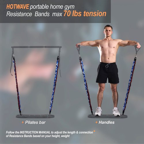 HOTWAVE Resistance Bands for Portable Gym,Push Up Board and Pilates Bar Replacement Backup Exercise Band. Safety Cloth Cover,Squat Workout,Strength Training Fitness Accessories